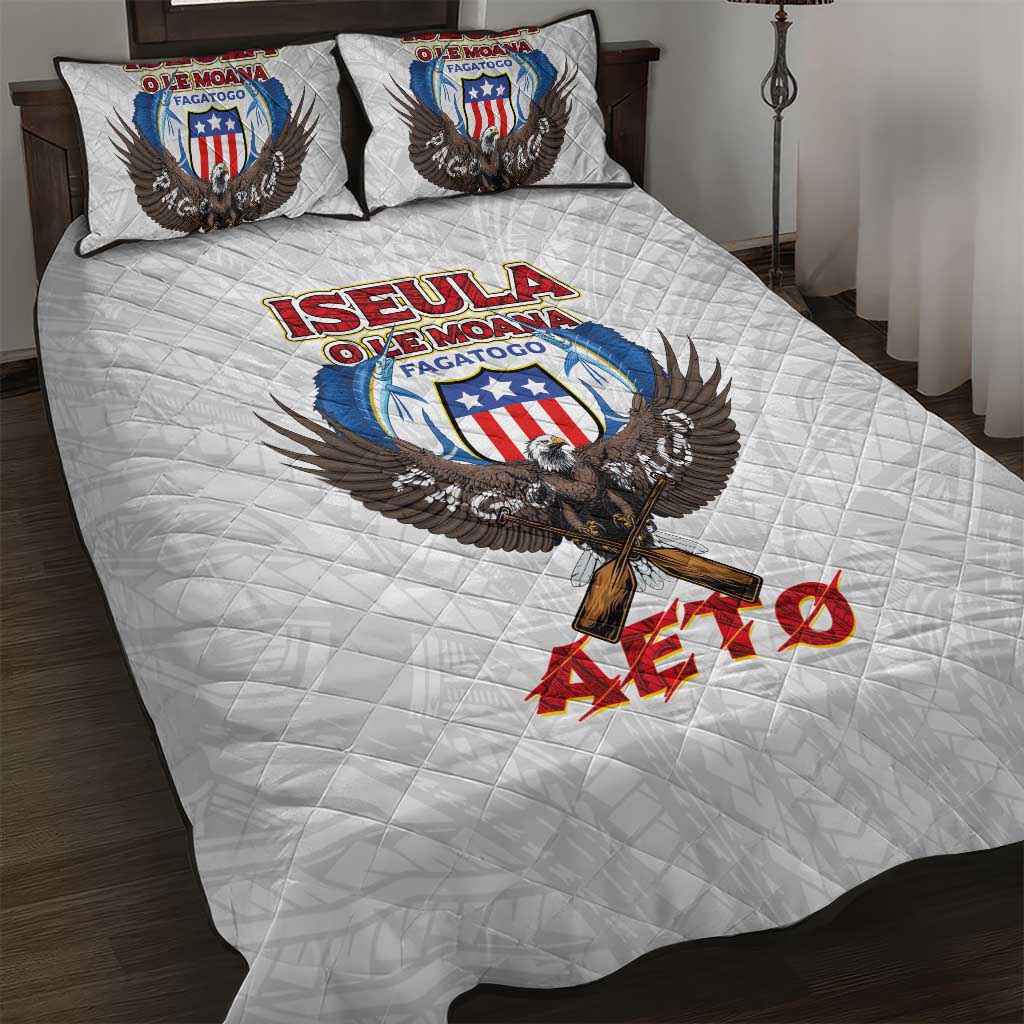 American Samoa Fautasi Quilt Bed Set Pago Pago Aeto and Iseula o le Moana of Fagatogo White Color LT03 White - Polynesian Pride