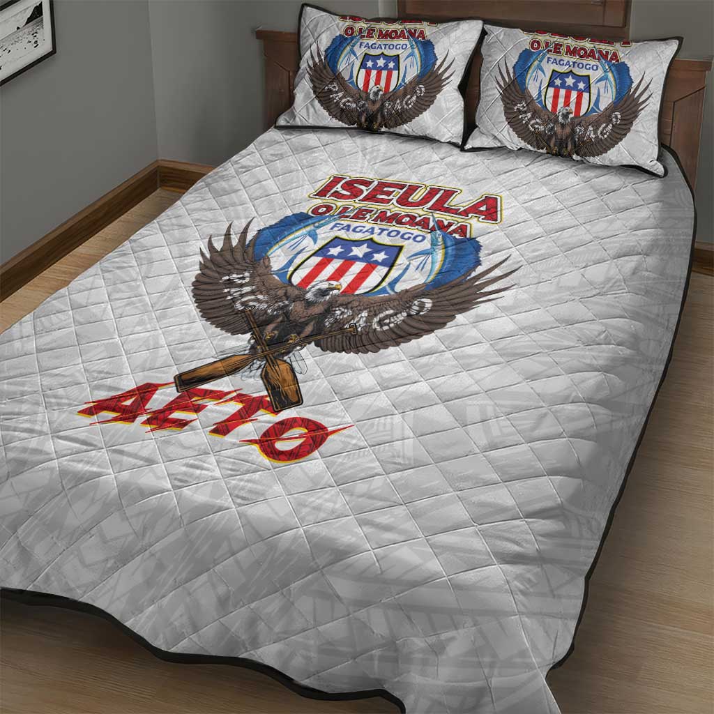 American Samoa Fautasi Quilt Bed Set Pago Pago Aeto and Iseula o le Moana of Fagatogo White Color LT03 - Polynesian Pride