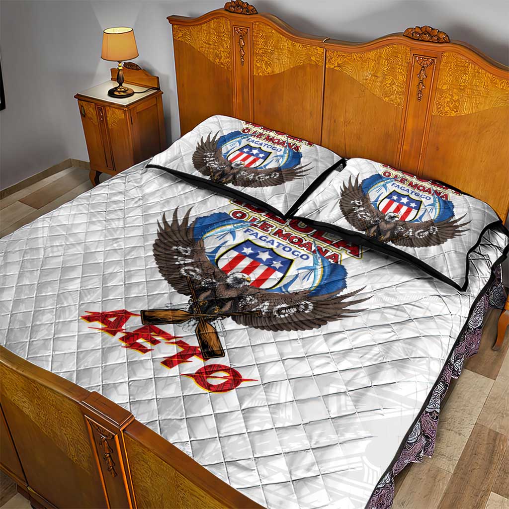 American Samoa Fautasi Quilt Bed Set Pago Pago Aeto and Iseula o le Moana of Fagatogo White Color LT03 - Polynesian Pride