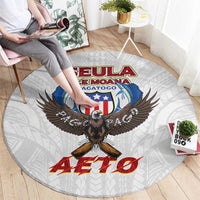 American Samoa Fautasi Round Carpet Pago Pago Aeto and Iseula o le Moana of Fagatogo White Color LT03 - Polynesian Pride