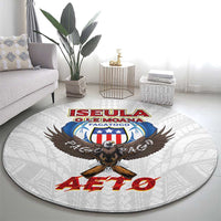 American Samoa Fautasi Round Carpet Pago Pago Aeto and Iseula o le Moana of Fagatogo White Color LT03 - Polynesian Pride