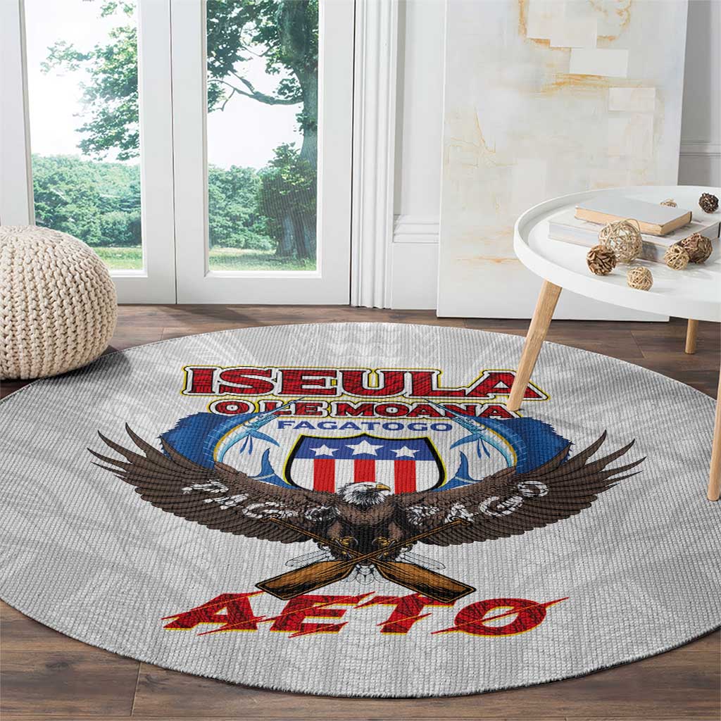 American Samoa Fautasi Round Carpet Pago Pago Aeto and Iseula o le Moana of Fagatogo White Color LT03 - Polynesian Pride