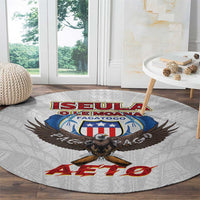 American Samoa Fautasi Round Carpet Pago Pago Aeto and Iseula o le Moana of Fagatogo White Color LT03 - Polynesian Pride