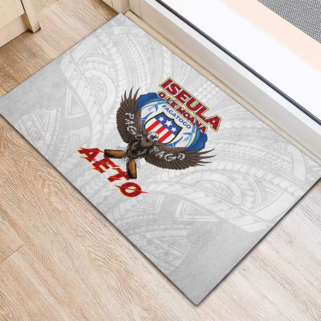 American Samoa Fautasi Rubber Doormat Pago Pago Aeto and Iseula o le Moana of Fagatogo White Color LT03 - Polynesian Pride