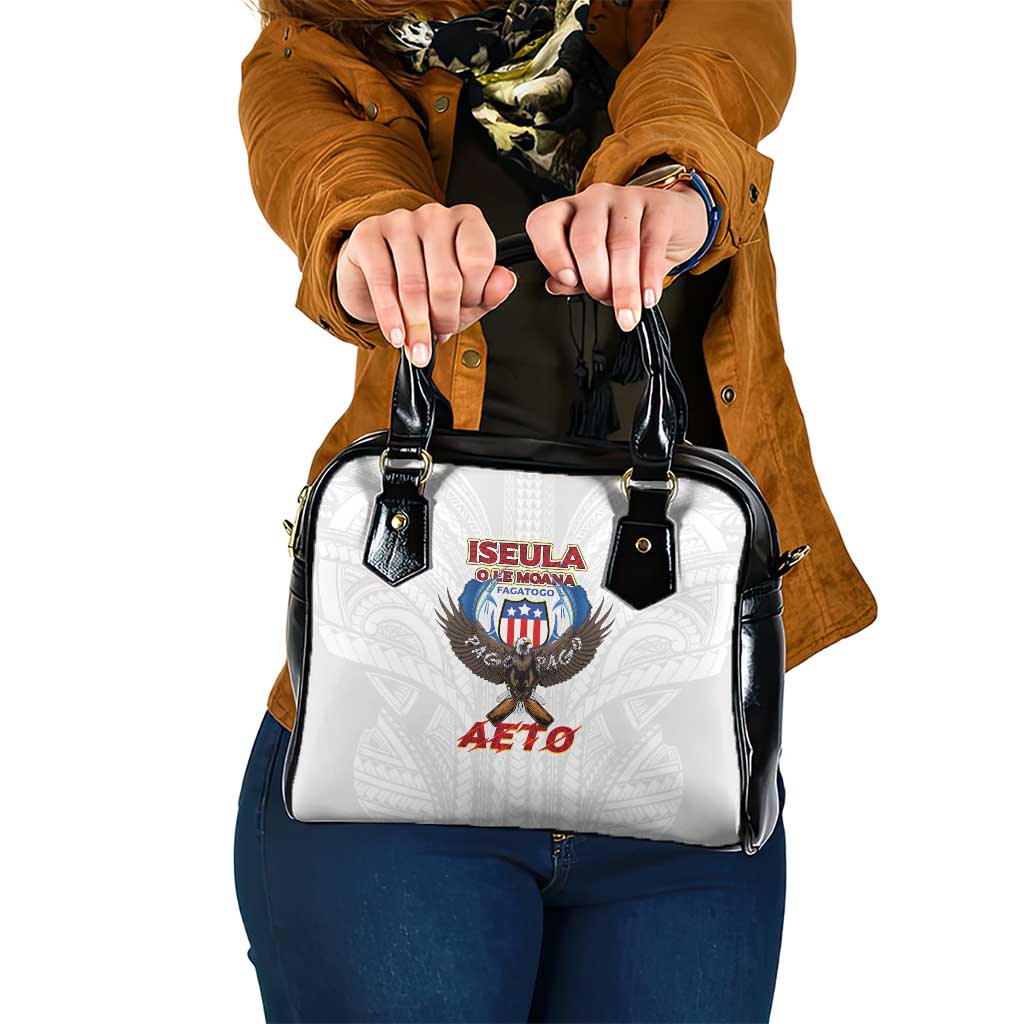 American Samoa Fautasi Shoulder Handbag Pago Pago Aeto and Iseula o le Moana of Fagatogo White Color - Polynesian Pride