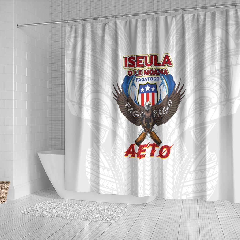 American Samoa Fautasi Shower Curtain Pago Pago Aeto and Iseula o le Moana of Fagatogo White Color LT03 - Polynesian Pride