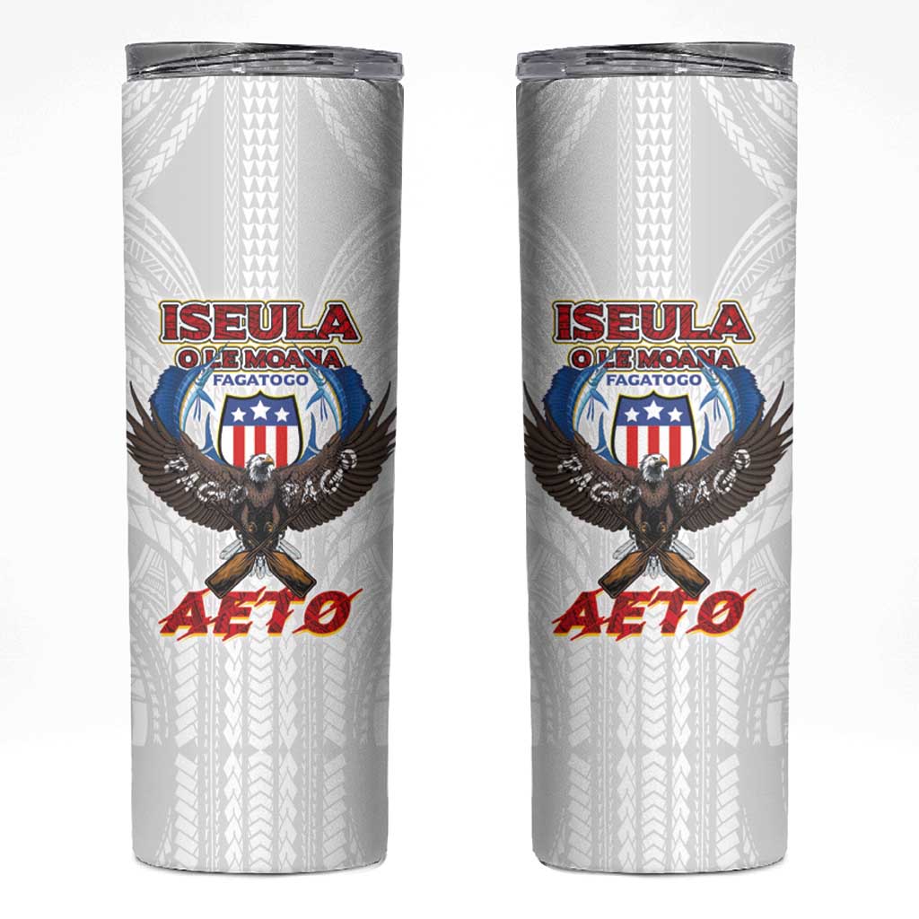 American Samoa Fautasi Skinny Tumbler Pago Pago Aeto and Iseula o le Moana of Fagatogo White Color LT03 White - Polynesian Pride