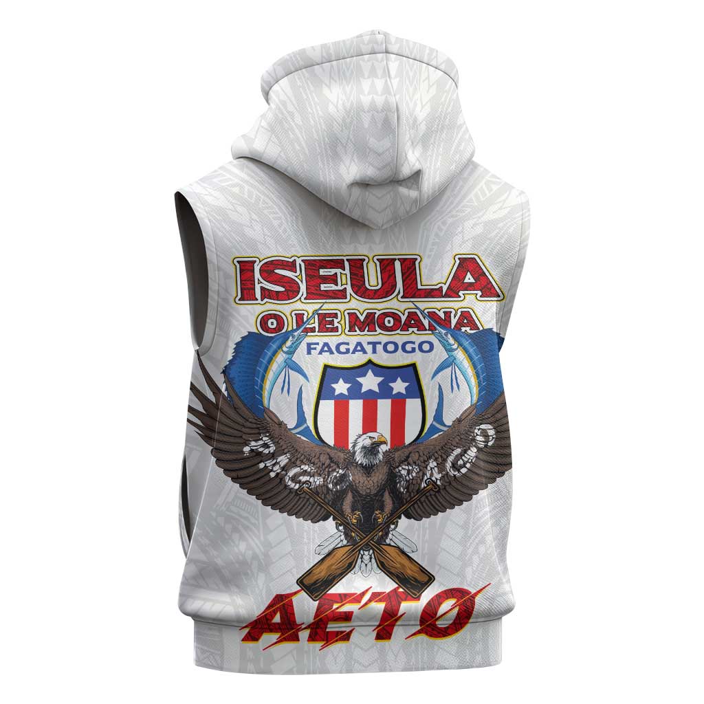 American Samoa Fautasi Sleeveless Hoodie Pago Pago Aeto and Iseula o le Moana of Fagatogo White Color LT03 - Polynesian Pride