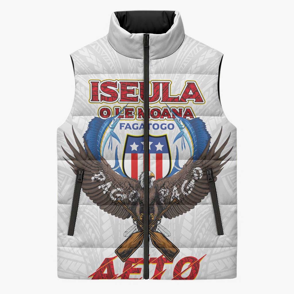 American Samoa Fautasi Sleeveless Puffer Jacket Pago Pago Aeto and Iseula o le Moana of Fagatogo White Color LT03 Unisex White - Polynesian Pride
