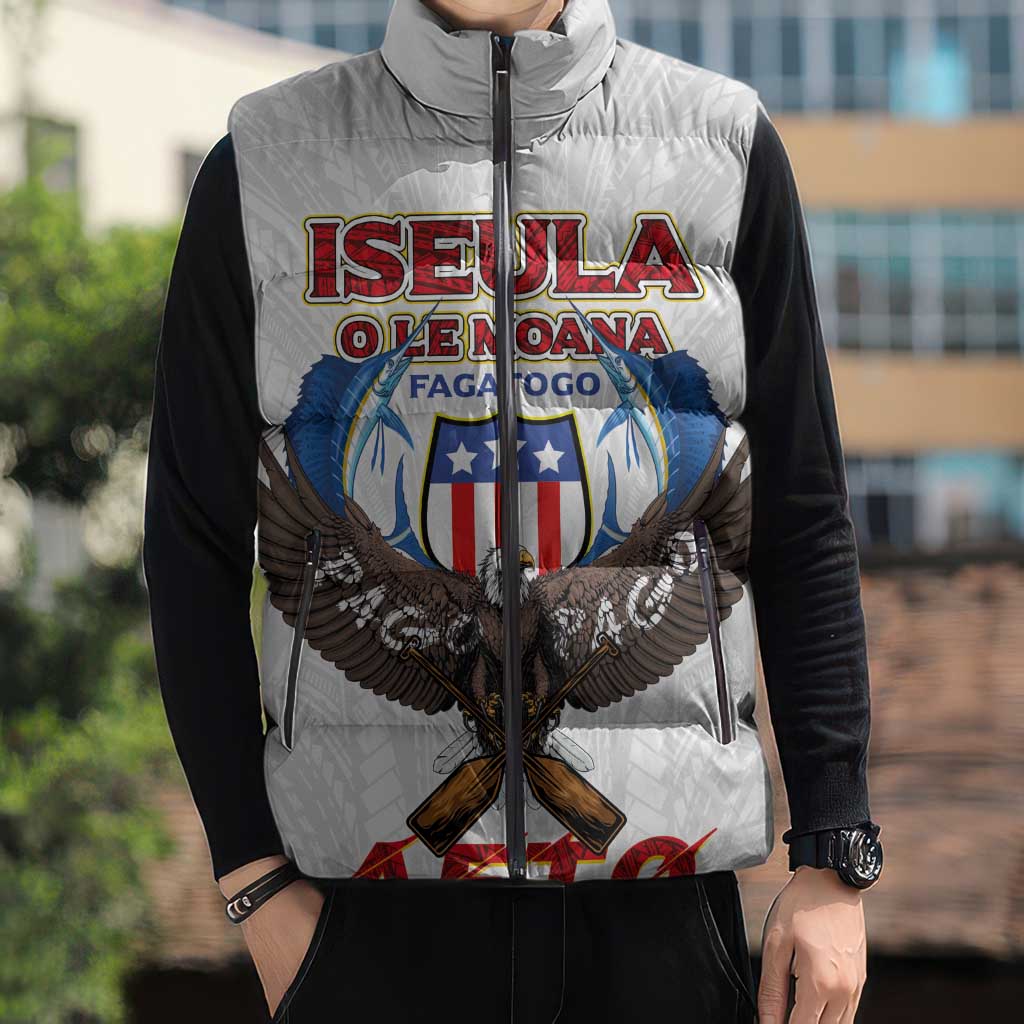 American Samoa Fautasi Sleeveless Puffer Jacket Pago Pago Aeto and Iseula o le Moana of Fagatogo White Color LT03 - Polynesian Pride