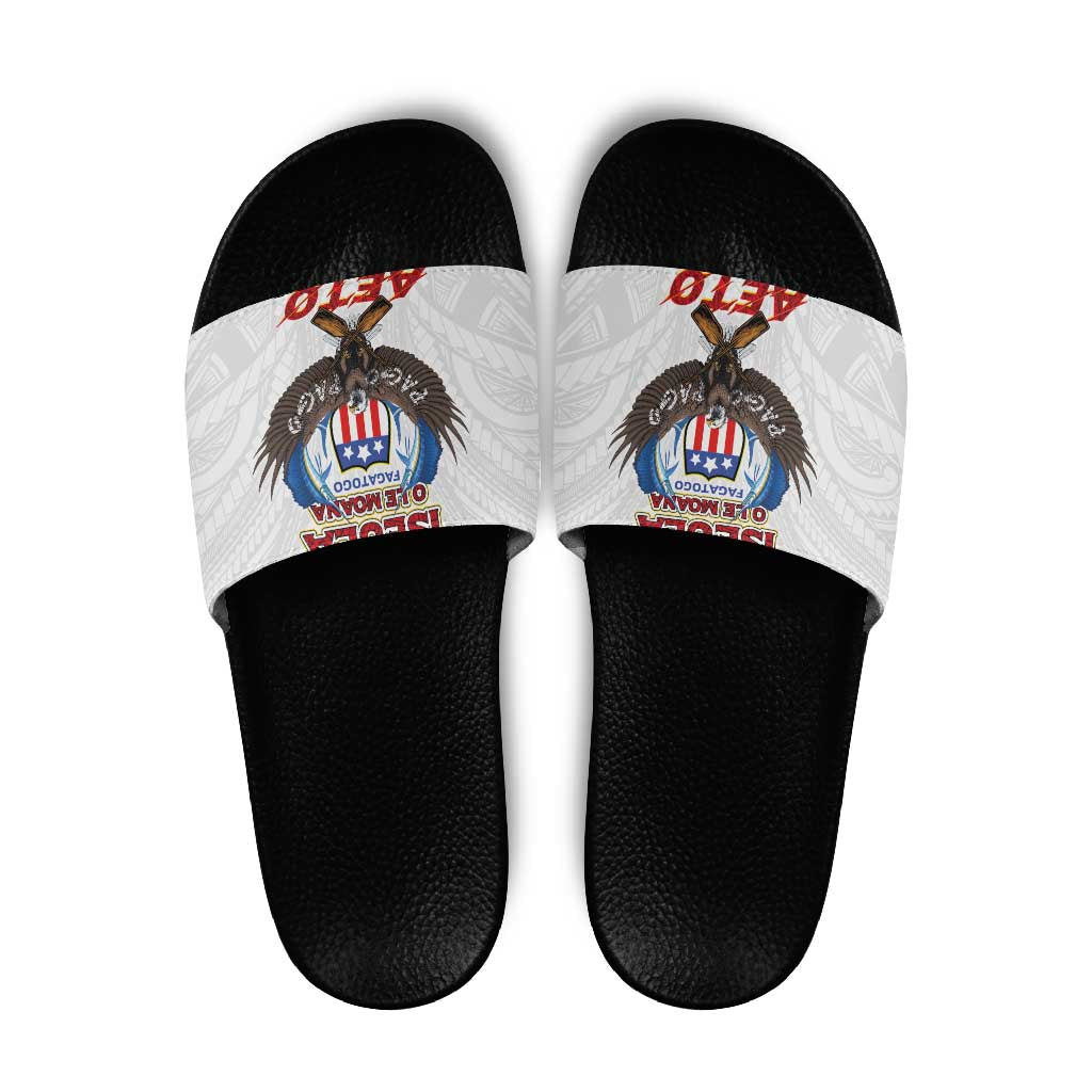 American Samoa Fautasi Slide Sandals Pago Pago Aeto and Iseula o le Moana of Fagatogo White Color - Polynesian Pride