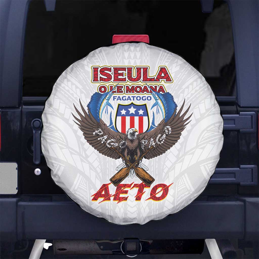 American Samoa Fautasi Spare Tire Cover Pago Pago Aeto and Iseula o le Moana of Fagatogo White Color LT03 No hole White - Polynesian Pride