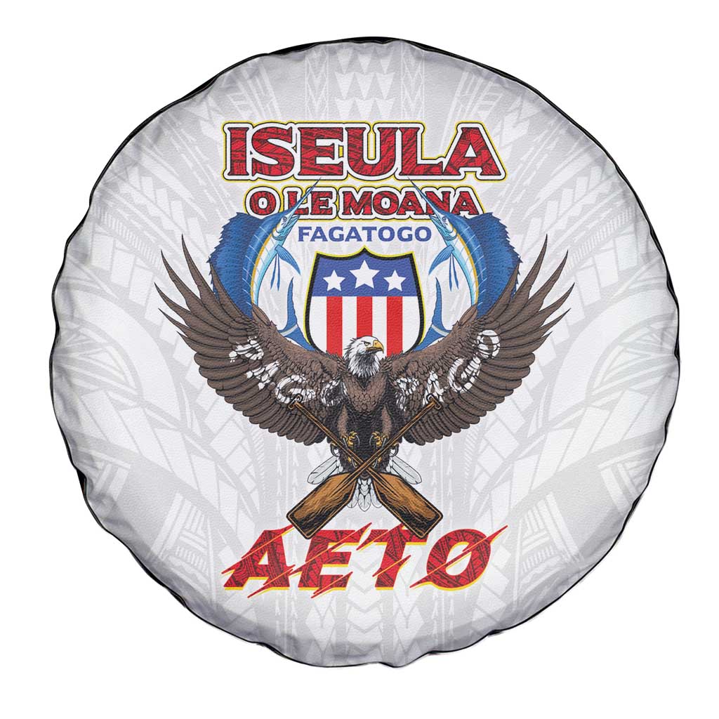 American Samoa Fautasi Spare Tire Cover Pago Pago Aeto and Iseula o le Moana of Fagatogo White Color LT03 - Polynesian Pride