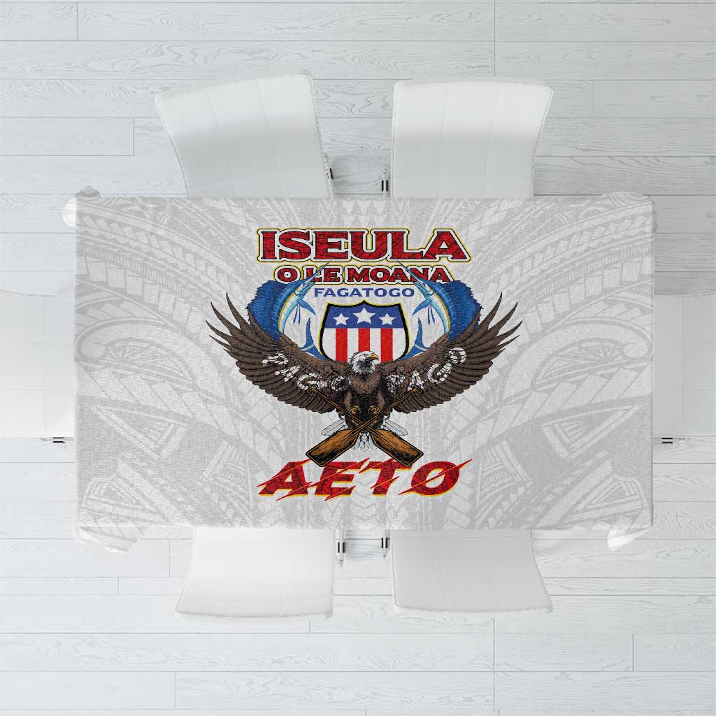 American Samoa Fautasi Tablecloth Pago Pago Aeto and Iseula o le Moana of Fagatogo White Color LT03 White - Polynesian Pride