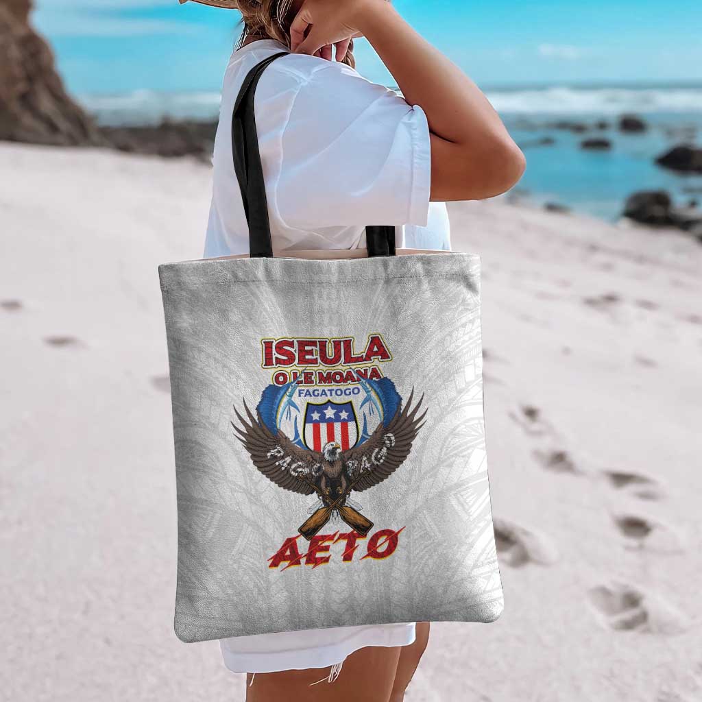 American Samoa Fautasi Tote Bag Pago Pago Aeto and Iseula o le Moana of Fagatogo White Color LT03 - Polynesian Pride