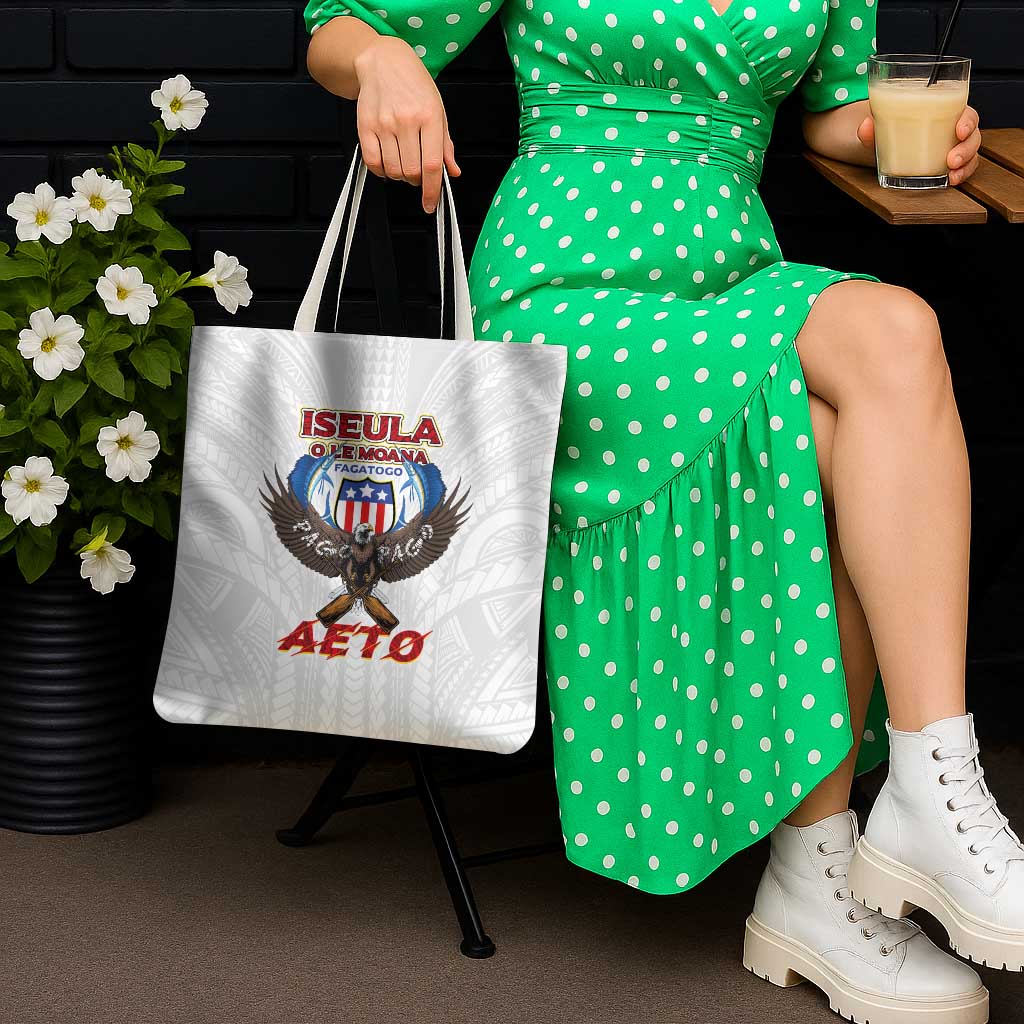 American Samoa Fautasi Tote Bag Pago Pago Aeto and Iseula o le Moana of Fagatogo White Color LT03 - Polynesian Pride