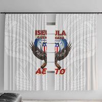 American Samoa Fautasi Window Curtain Pago Pago Aeto and Iseula o le Moana of Fagatogo White Color LT03 With Hooks White - Polynesian Pride