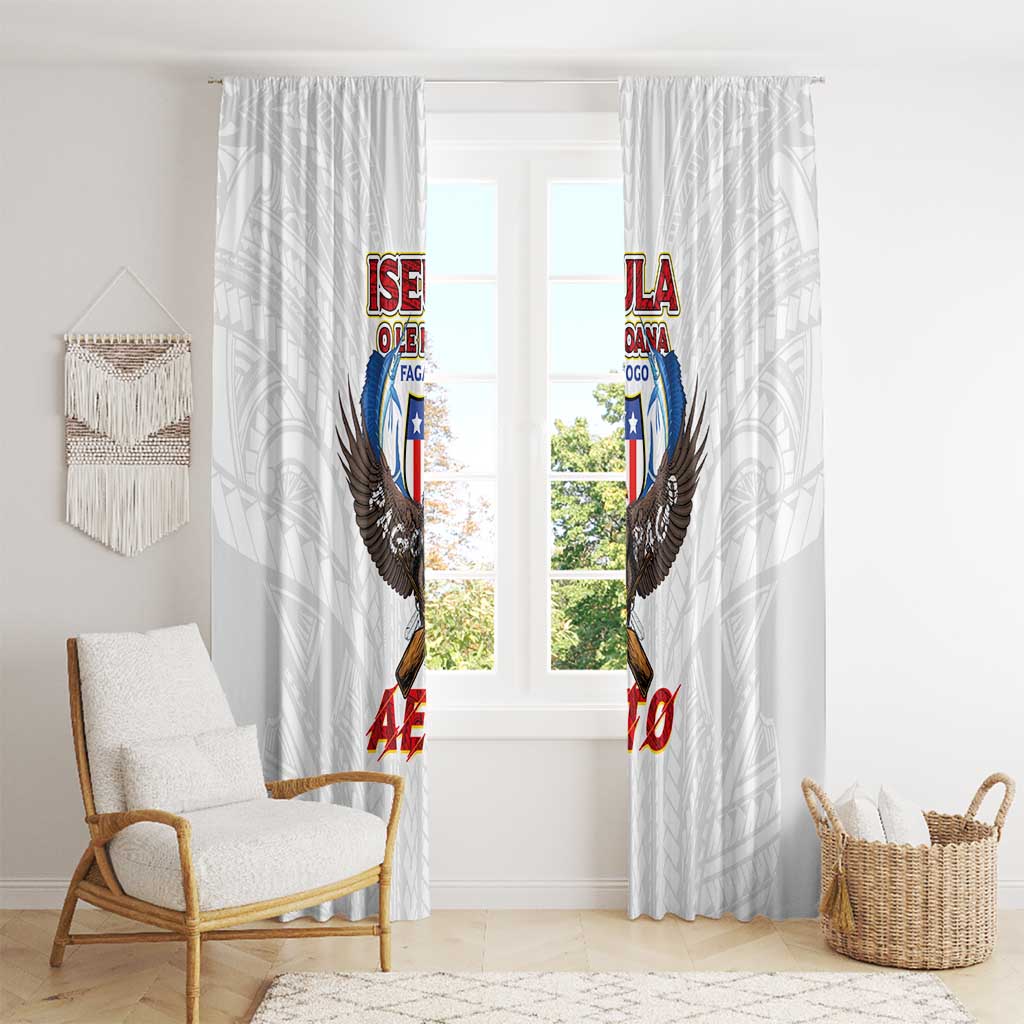 American Samoa Fautasi Window Curtain Pago Pago Aeto and Iseula o le Moana of Fagatogo White Color LT03 - Polynesian Pride