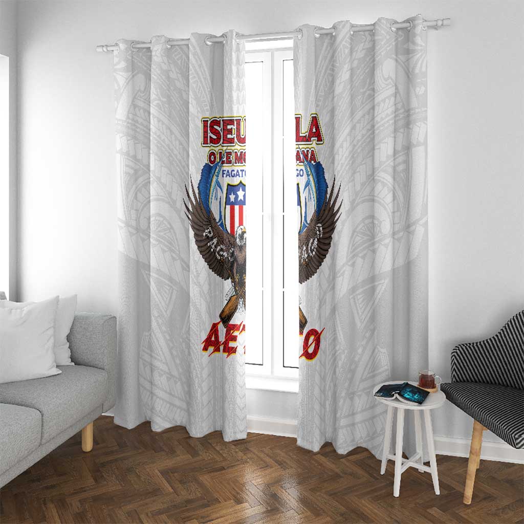 American Samoa Fautasi Window Curtain Pago Pago Aeto and Iseula o le Moana of Fagatogo White Color LT03 With Grommets White - Polynesian Pride