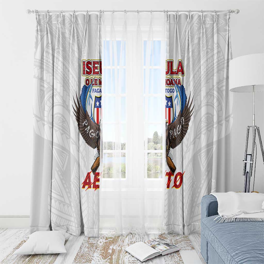 American Samoa Fautasi Window Curtain Pago Pago Aeto and Iseula o le Moana of Fagatogo White Color LT03 - Polynesian Pride