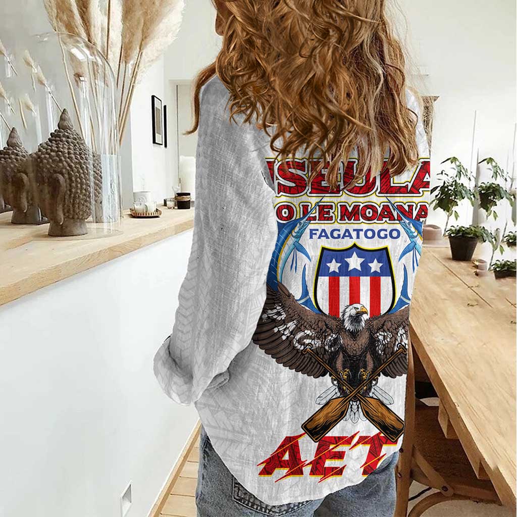 American Samoa Fautasi Women Casual Shirt Pago Pago Aeto and Iseula o le Moana of Fagatogo White Color LT03 - Polynesian Pride