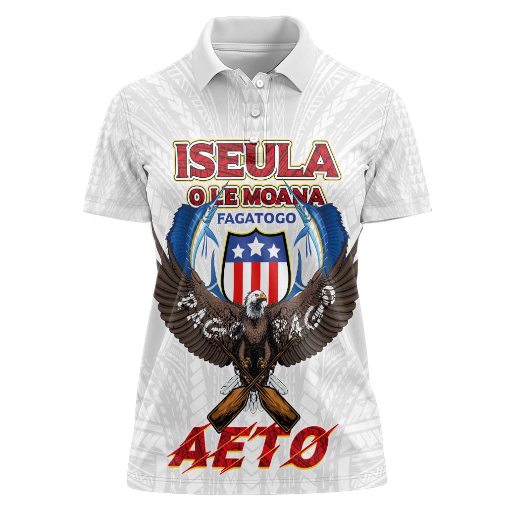 American Samoa Fautasi Women Polo Shirt Pago Pago Aeto and Iseula o le Moana of Fagatogo White Color LT03 Female White - Polynesian Pride