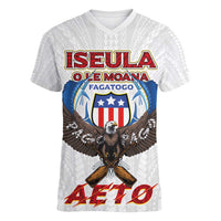 American Samoa Fautasi Women V-Neck T-Shirt Pago Pago Aeto and Iseula o le Moana of Fagatogo White Color LT03 Female White - Polynesian Pride