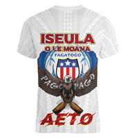 American Samoa Fautasi Women V-Neck T-Shirt Pago Pago Aeto and Iseula o le Moana of Fagatogo White Color LT03 - Polynesian Pride