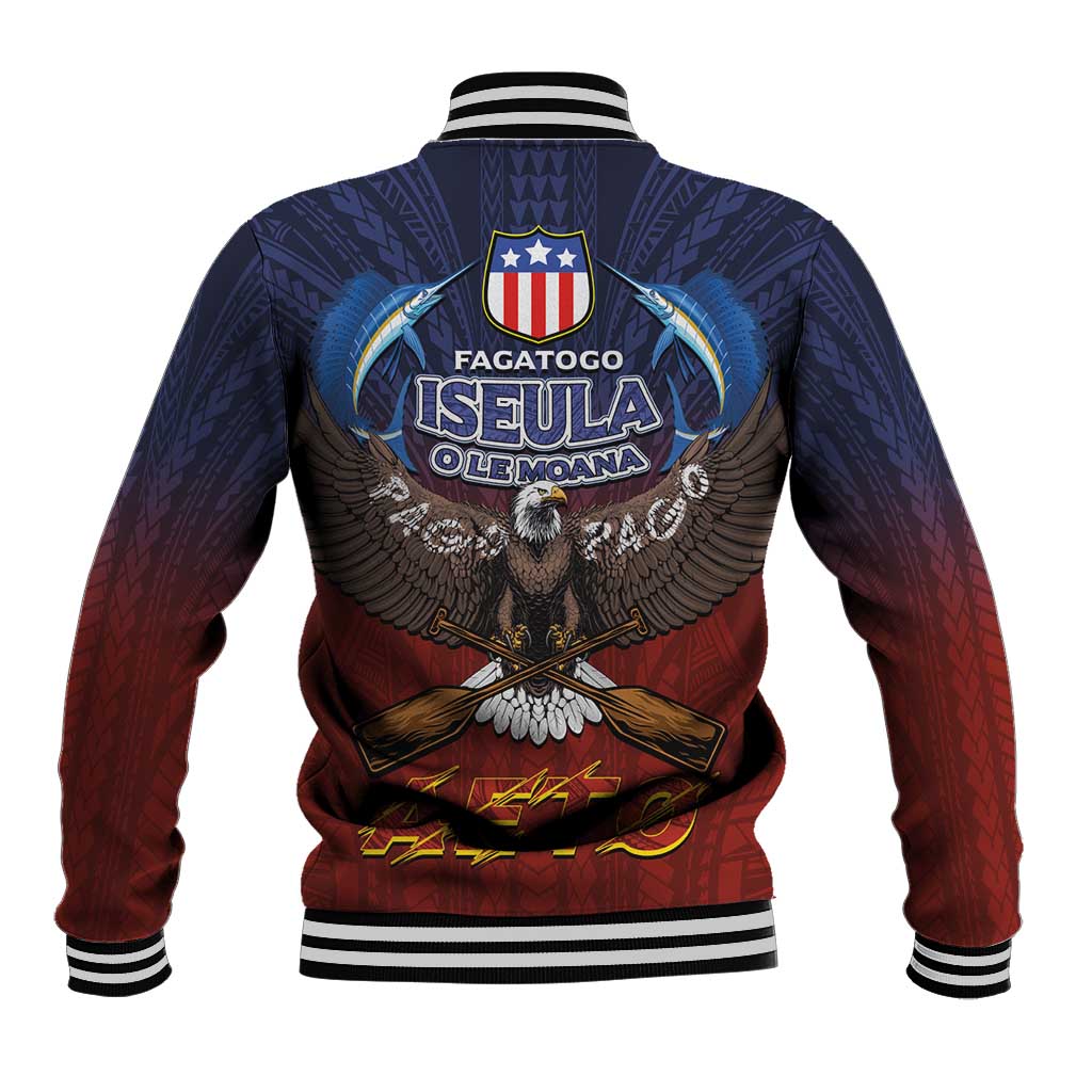 American Samoa Fautasi Baseball Jacket Pago Pago Aeto and Iseula o le Moana of Fagatogo Red-Blue LT03 - Polynesian Pride
