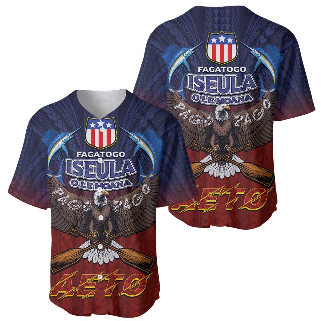 American Samoa Fautasi Baseball Jersey Pago Pago Aeto and Iseula o le Moana of Fagatogo Red-Blue LT03 - Polynesian Pride