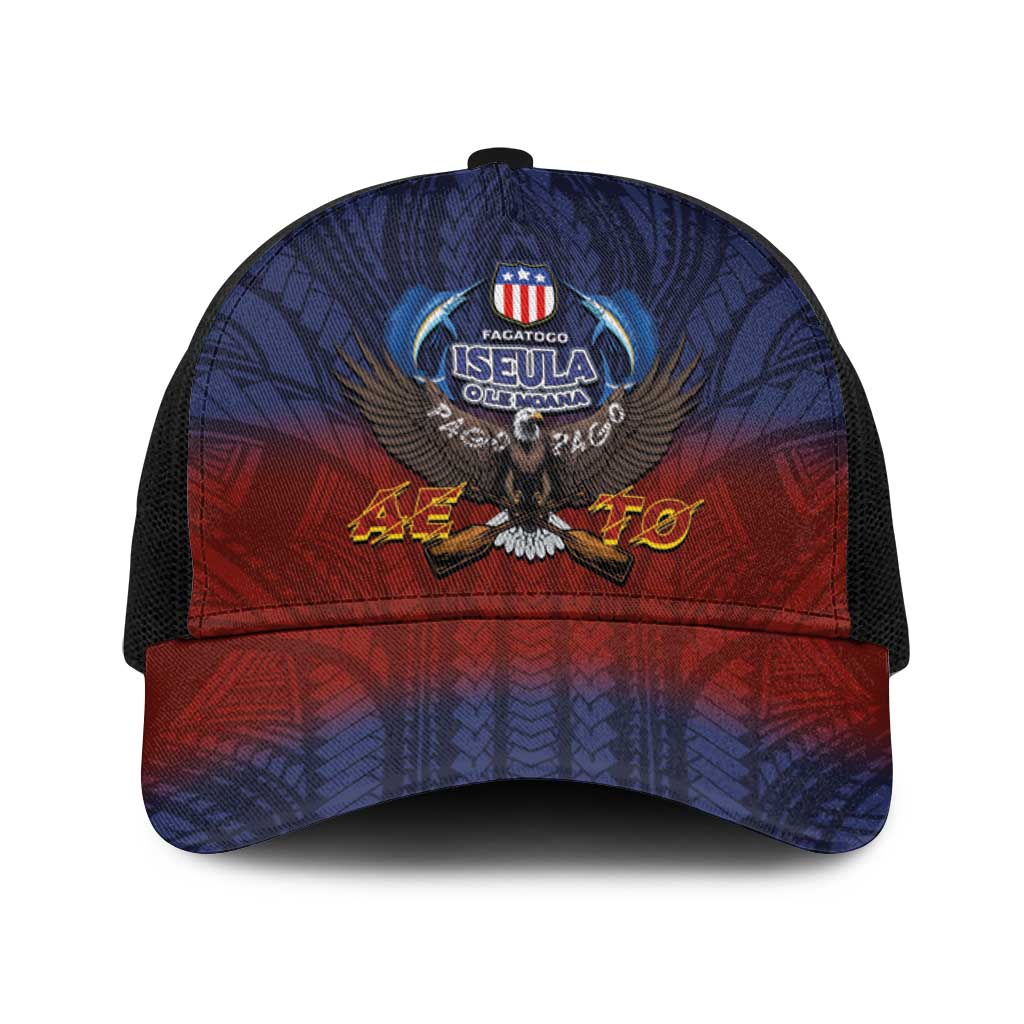 American Samoa Fautasi Baseball Net Cap Pago Pago Aeto and Iseula o le Moana of Fagatogo Red-Blue - Polynesian Pride