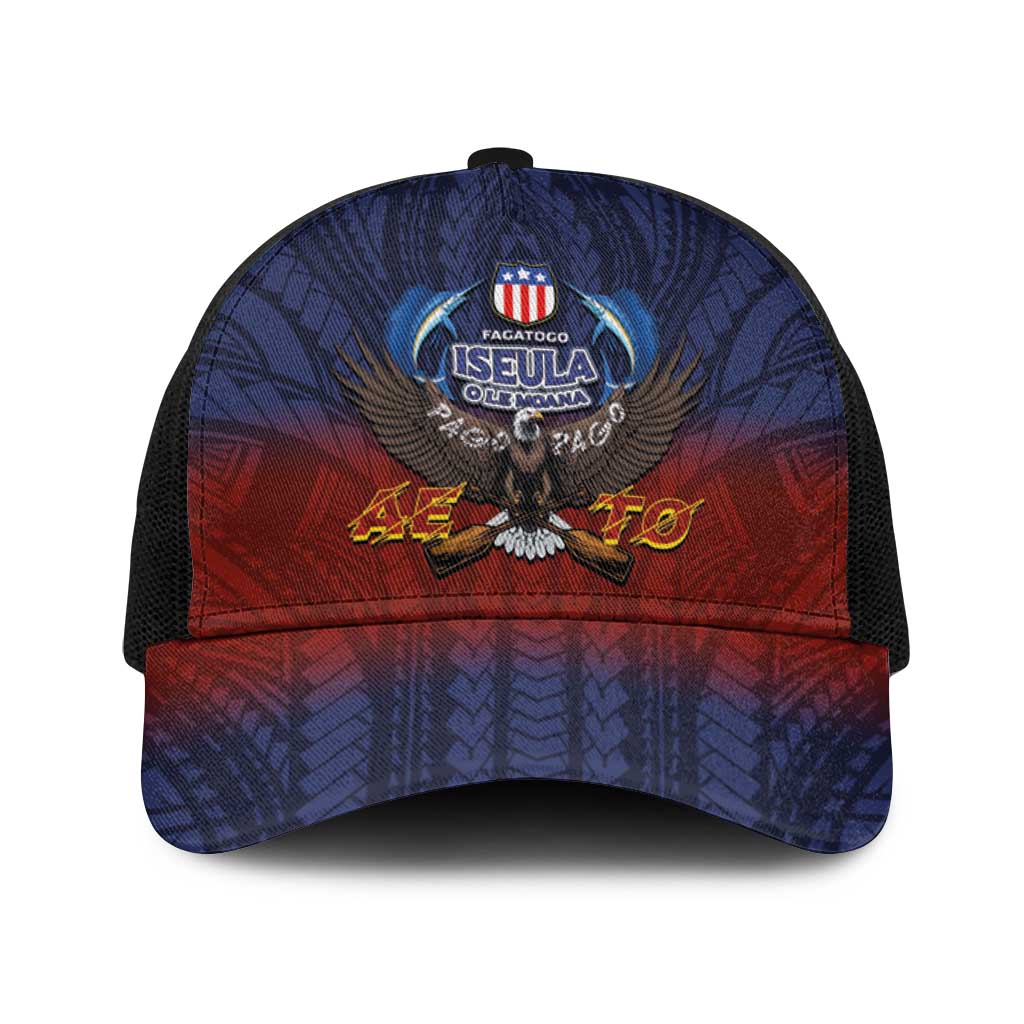 American Samoa Fautasi Baseball Net Cap Pago Pago Aeto and Iseula o le Moana of Fagatogo Red-Blue - Polynesian Pride