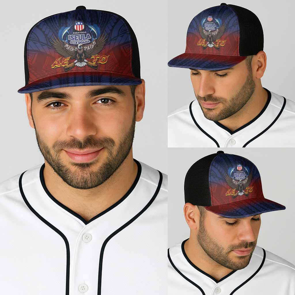 American Samoa Fautasi Baseball Net Cap Pago Pago Aeto and Iseula o le Moana of Fagatogo Red-Blue - Polynesian Pride