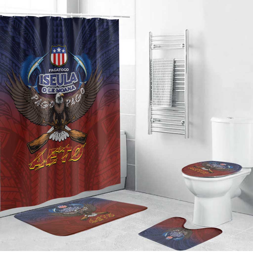 American Samoa Fautasi Bathroom Set Pago Pago Aeto and Iseula o le Moana of Fagatogo Red-Blue LT03 Bathroom Set (4 pcs) Blue - Polynesian Pride