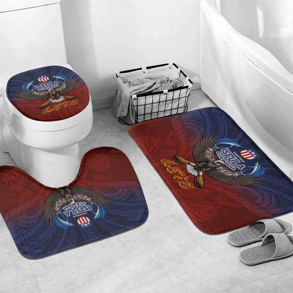American Samoa Fautasi Bathroom Set Pago Pago Aeto and Iseula o le Moana of Fagatogo Red-Blue LT03 Mat Set Only (3 pcs) One Size Blue - Polynesian Pride