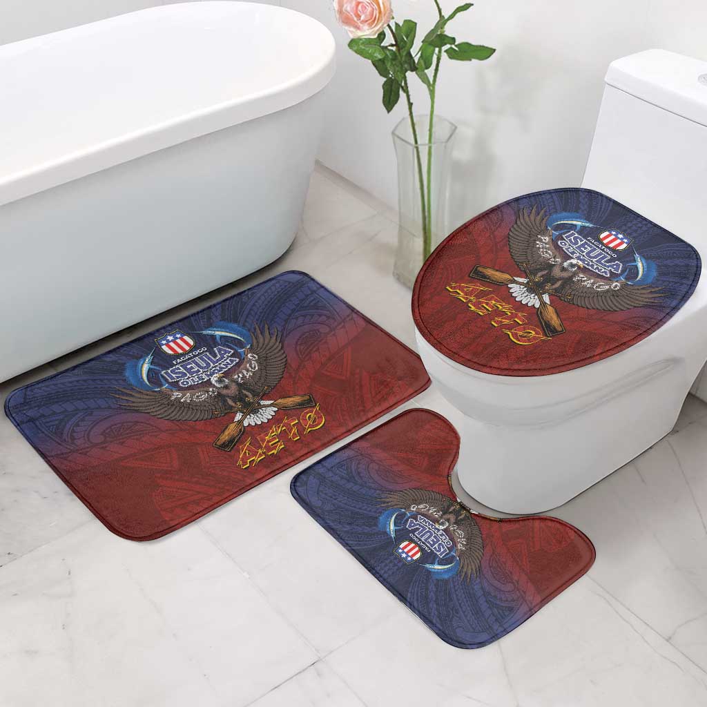 American Samoa Fautasi Bathroom Set Pago Pago Aeto and Iseula o le Moana of Fagatogo Red-Blue LT03 - Polynesian Pride