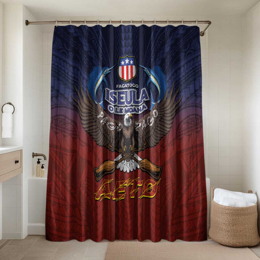 American Samoa Fautasi Bathroom Set Pago Pago Aeto and Iseula o le Moana of Fagatogo Red-Blue LT03 Shower Curtain Only Blue - Polynesian Pride