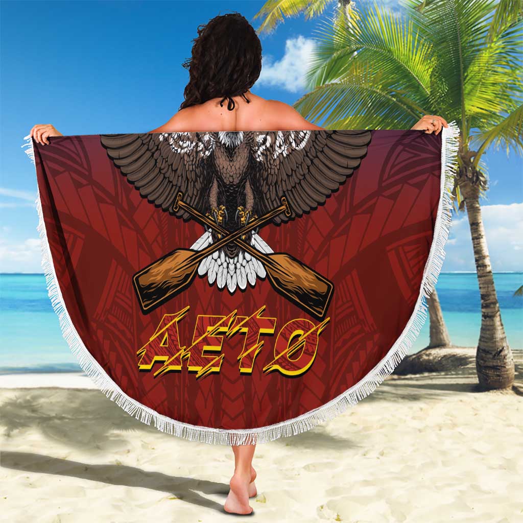 American Samoa Fautasi Beach Blanket Pago Pago Aeto and Iseula o le Moana of Fagatogo Red-Blue LT03 - Polynesian Pride