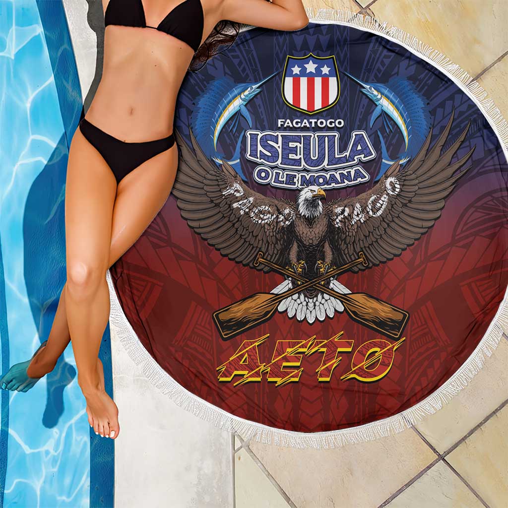 American Samoa Fautasi Beach Blanket Pago Pago Aeto and Iseula o le Moana of Fagatogo Red-Blue LT03 - Polynesian Pride