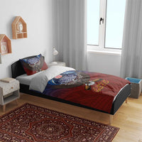 American Samoa Fautasi Bedding Set Pago Pago Aeto and Iseula o le Moana of Fagatogo Red-Blue - Polynesian Pride