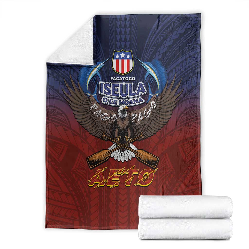 American Samoa Fautasi Blanket Pago Pago Aeto and Iseula o le Moana of Fagatogo Red-Blue LT03 - Polynesian Pride