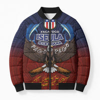 American Samoa Fautasi Bomber Puffer Jacket Pago Pago Aeto and Iseula o le Moana of Fagatogo Red-Blue LT03 Unisex Blue - Polynesian Pride