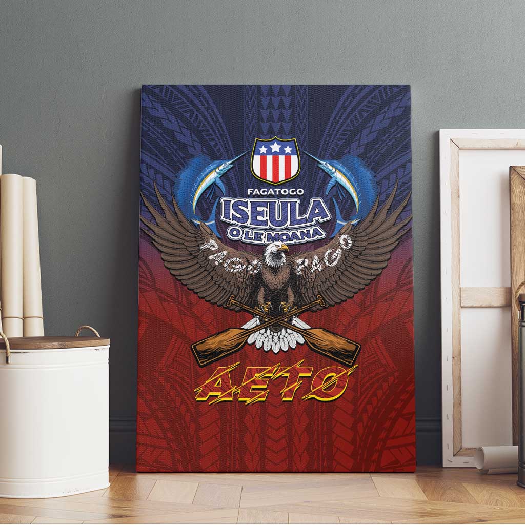 American Samoa Fautasi Canvas Wall Art Pago Pago Aeto and Iseula o le Moana of Fagatogo Red-Blue LT03 - Polynesian Pride