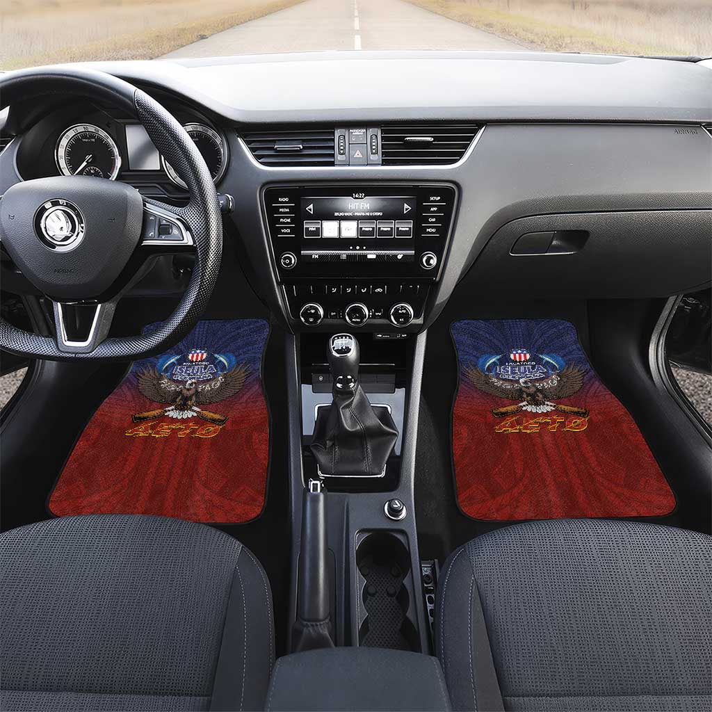 American Samoa Fautasi Car Mats Pago Pago Aeto and Iseula o le Moana of Fagatogo Red-Blue LT03 Set 2pcs - Front Blue - Polynesian Pride