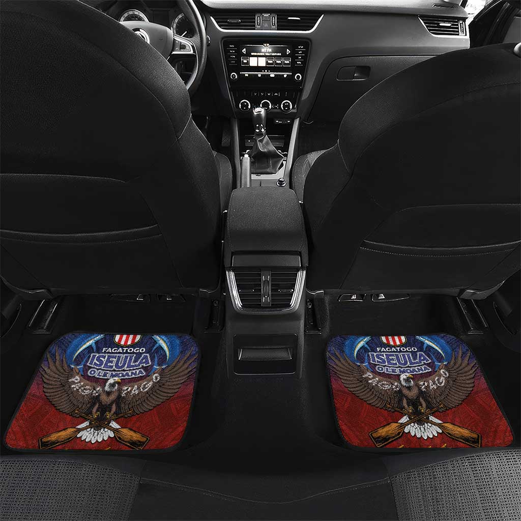 American Samoa Fautasi Car Mats Pago Pago Aeto and Iseula o le Moana of Fagatogo Red-Blue LT03 Set 2pcs - Back Blue - Polynesian Pride