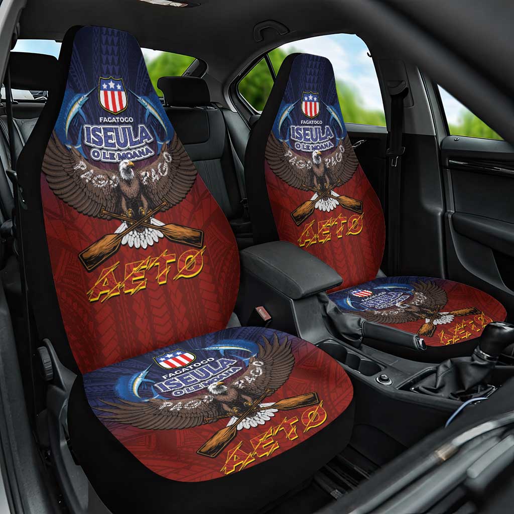 American Samoa Fautasi Car Seat Cover Pago Pago Aeto and Iseula o le Moana of Fagatogo Red-Blue LT03 One Size Blue - Polynesian Pride