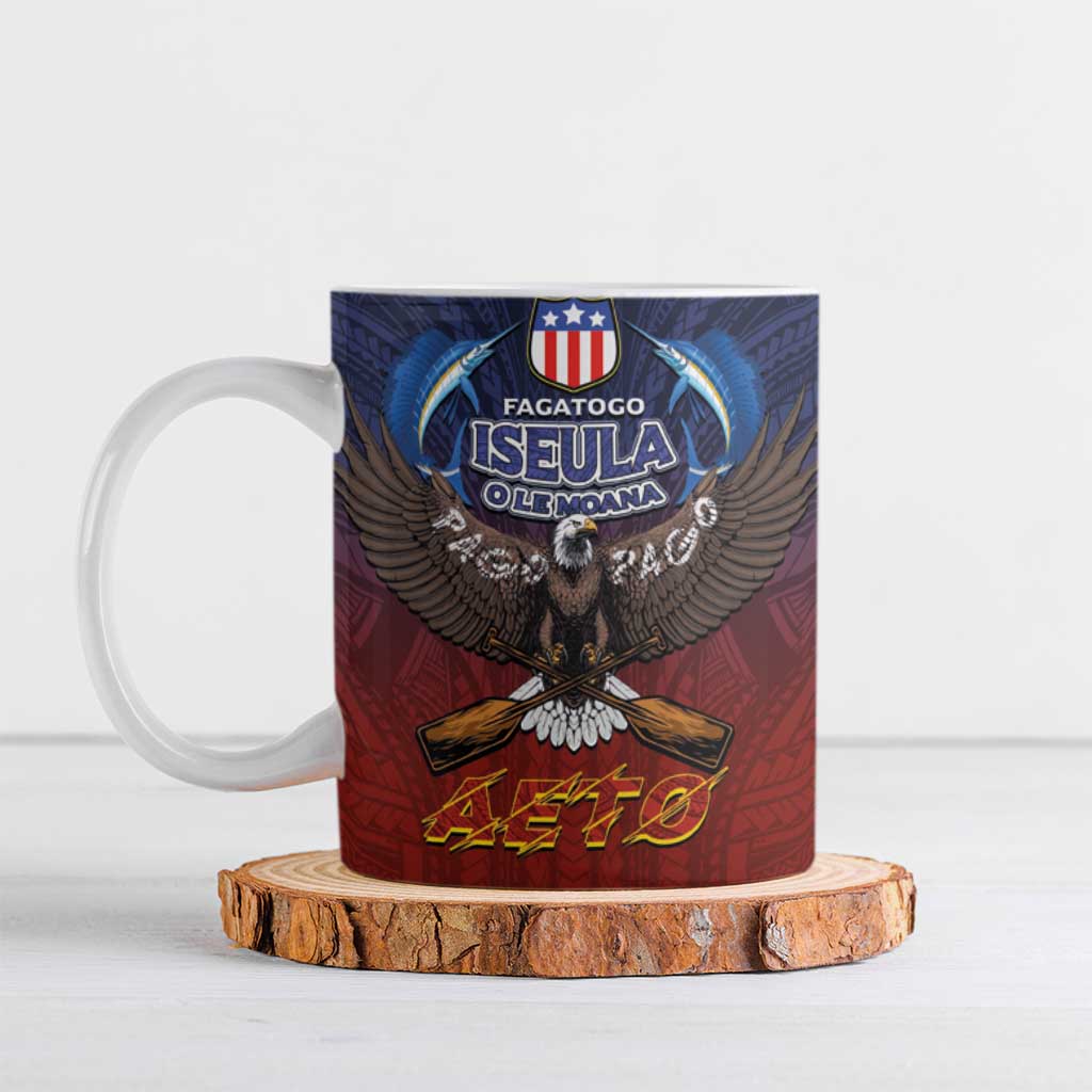 American Samoa Fautasi Ceramic Mug Pago Pago Aeto and Iseula o le Moana of Fagatogo Red-Blue - Polynesian Pride