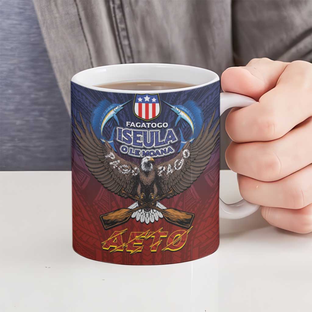 American Samoa Fautasi Ceramic Mug Pago Pago Aeto and Iseula o le Moana of Fagatogo Red-Blue - Polynesian Pride
