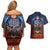 American Samoa Fautasi Couples Matching Off Shoulder Short Dress and Hawaiian Shirt Pago Pago Aeto and Iseula o le Moana of Fagatogo Red-Blue - Polynesian Pride