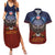 American Samoa Fautasi Couples Matching Summer Maxi Dress and Hawaiian Shirt Pago Pago Aeto and Iseula o le Moana of Fagatogo Red-Blue - Polynesian Pride